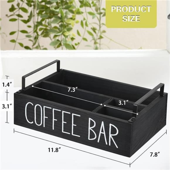 Coffee Station Organizer, Wooden Coffee Bar Accessories Organizer for Counter - Picture 6 of 6